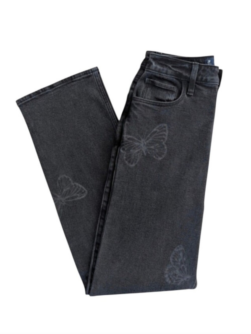 Hollister Butterfly Graphic Dad Jeans High Rise Washed Black 2/26 XS NWT Gen Z
